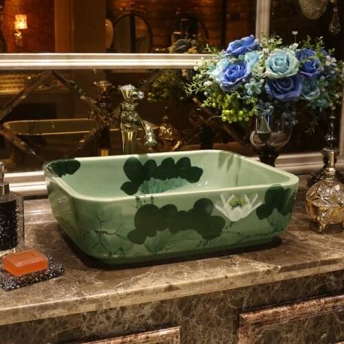 Lotus Jingdezhen factory directly art hand painted ceramic wash basin outdoor wash basin