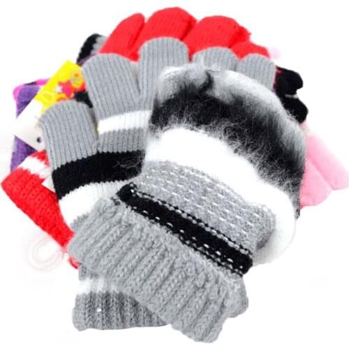 KLV Children Girls Boys Kids Magic Stretchy Mittens Knitted Gloves Winter Warmer New