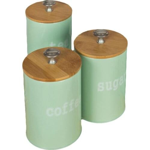70% Dropshipping!!3Pcs/Set Kitchen Spice Jar Tea Canister Coffee Sugar Food Storage Pot with Lid