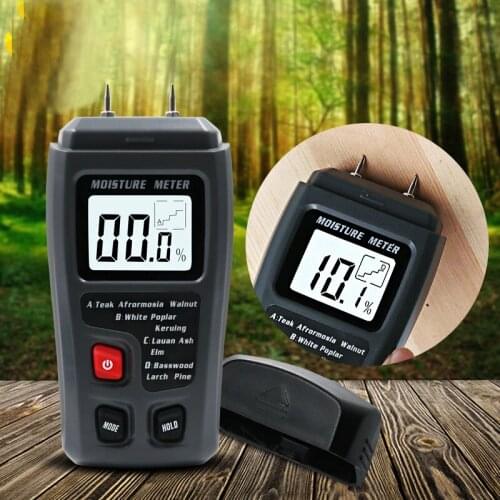 MT10 Two Pins Digital Wood Moisture Meter Wood Humidity Tester Hygrometer LCD Display Timber Damp Detector