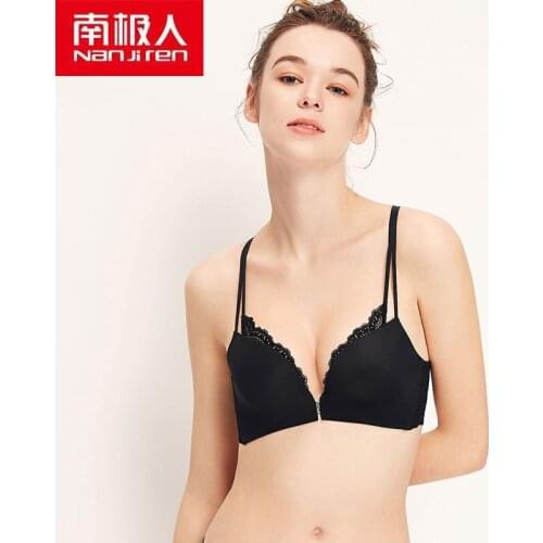 NANJIREN Lingerie Women Underwear Set Nylon One-Piece Wire Free Solid Color Seamless Breathable Comfortable Girls Lace Bra