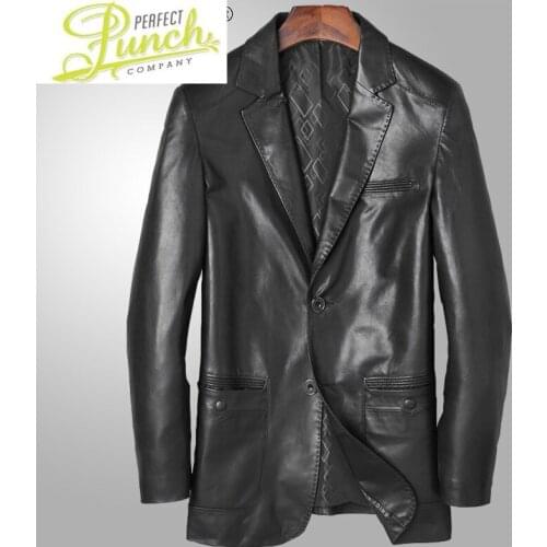 Leather Mens Jacket Spring Autumn Balck Genuine Sheepskin Leather Coat Mens Korean Style Outwear Abrigo Hombre SQQ339