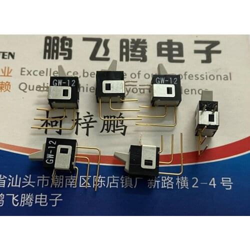 1PCS Japan NKK GW-12LGV miniature rocker switch curved foot 3 feet 2 gears flat handle horizontal button 0.4VA