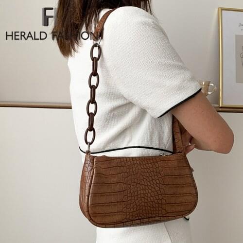 Fashion Crocodile Pattern Underarm Bags PU Leather Shoulder Bags for Women 2021 Chain Design Luxury Hand Bag Female Travel Purse