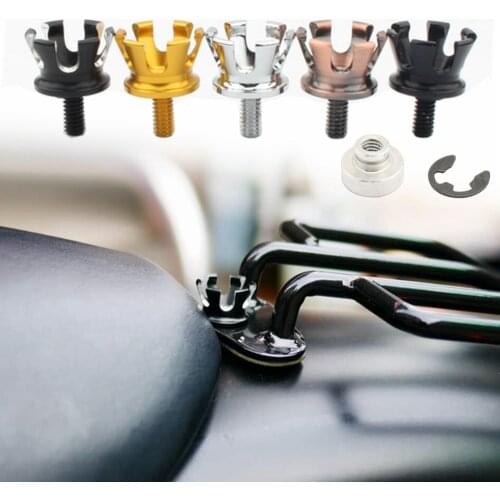 Motorcycle Imperial Crown Style Seat Bolt Tab Screw Nuts Mount Knob Cover for Harley Sportster Dyna Fatboy Road King Softail