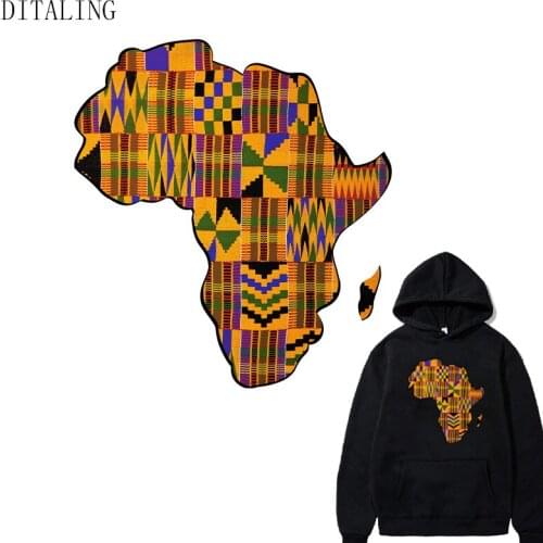 Patch For Clothing Map Of Africa Heat Transfer Patch Afro Women Thermal Sticker DIY Men T-Shirt Washable Patch Decals On Clothes