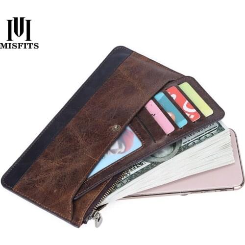 Quenya 2020 new men long wallet genuine leather thin clutch wallet male phone bag with detachable card holder top quality purse