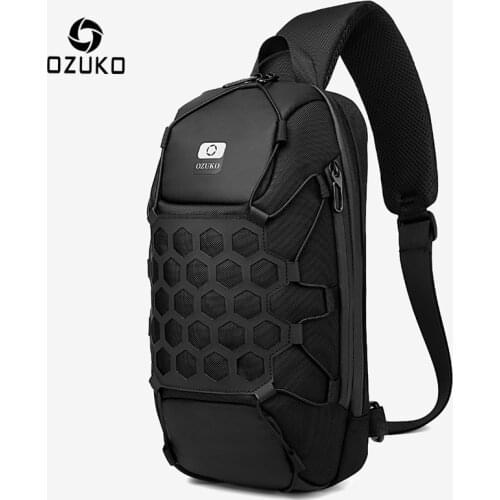 OZUKO New Men Chest Bag Anti Theft Crossbody Bag for Mens USB Charge Sling Bag Outdoor Male Chest Pack Short Trip Messenger Bags