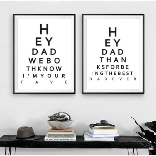 Fathers Day Prints Gifts for Dad Greeting Card Eye Chart Art Picture Canvas Painting Best Message Poster To Dad Wall Art Decor