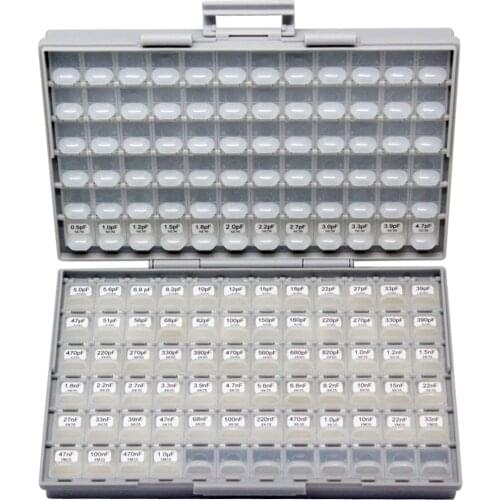 AideTek SMD 0402 Engineering Sample Capacitor Kit 75Values X50pcs 0.5p 1uF X7R capacitor box assortment plastic toolbox C0450