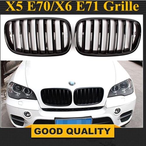 1 Pair Front Bumper Sport Grilles Grille For 07-13 BMW E70 E71 X5 X6 Black