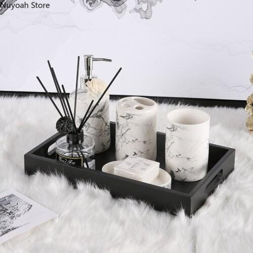Bathroom Supplies White Ceramic Marble Pattern Lotion Bottle Toothbrush Holder Toothpaste Dispenser Bathroom Accessories