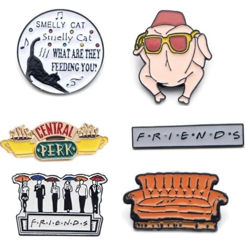 TV Show Friends Pins Funny Metal Brooches and Pins Enamel Backpack Badge Brooch T-shirt Collar Jewelry 1PCS