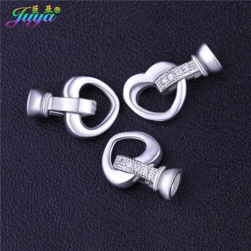 Juya DIY Jewelry Components Gold/Silver Color Fastener Connector Pearls Clasps Accessories For Needlework Beads Jewelry Making