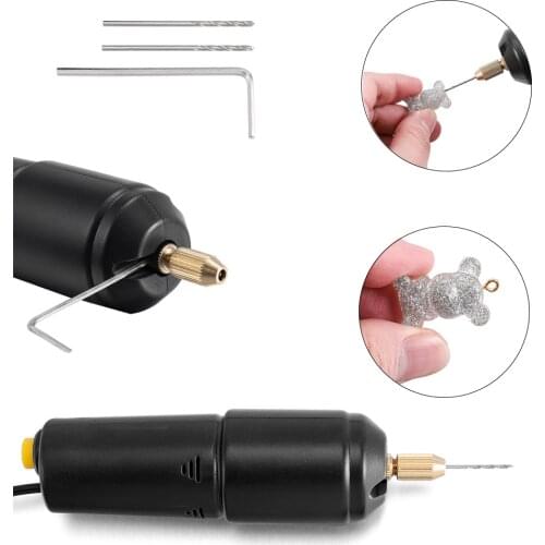 1Set Mini Electric Drill Handheld With 2 Drills For DIY Jewelry Making Epoxy Resin Crafts Pearl 5V USB Cable Hand Drill Kit Tool
