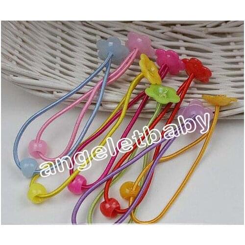 100PCS Children DIY hair accessories materials Elasticity hair ropes rubber band decorated with Plum flower or bowl FJ3301