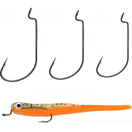 100pcs/lot High-carbon steel fishing hooks 1/0# 2/0# 3/0# 4/0# 5/0# crank hook lure Worm Jig Barbed Hook for Fishing Soft Bait