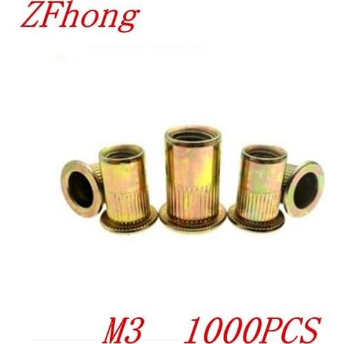 1000pcs M3 Rivet Nut/Carbon Steel Flat Head Blind Insert Nut/ Flat head rivet nut