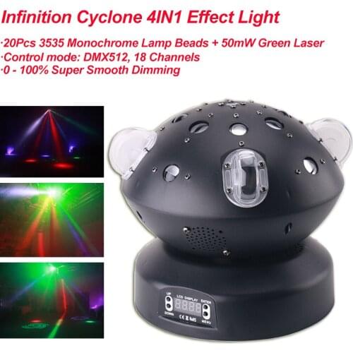 4IN1 DMX 512 RGBW 80W LED Moving Head Beam Point Rainbow Green Laser DJ Disco Party Dance Wedding Bar Stage Lighting Effect