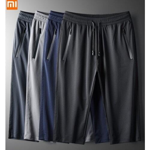 2020 Summer mesh ice silk casual cropped pants Mens fitness running fast dry Short pants