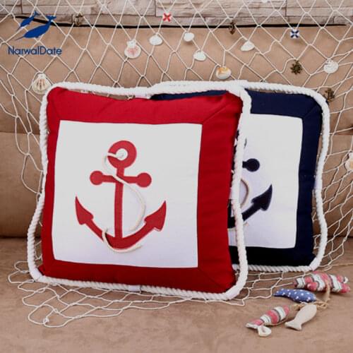 Nautical Theme Cushion Cover One Piece Pillow Case Anchor Compass Printed Cable Surround Home Sofa Chair Decoration Boys Toy