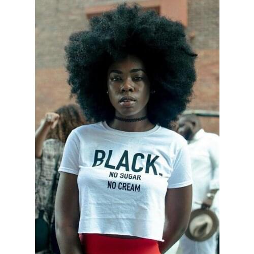 Black.no sugar no cream Crop Tops art Women Sexy Fashion Clothing T-Shirt Summer t shirt tshirt art quote Plus Size Cropped tees