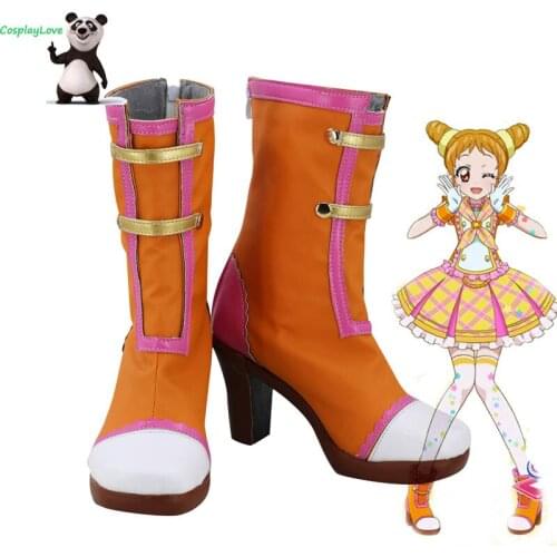 CosplayLove Aikatsu! Arisugawa Otome Orange Cosplay Shoes Boots Leather Custom Made For Halloween Christmas