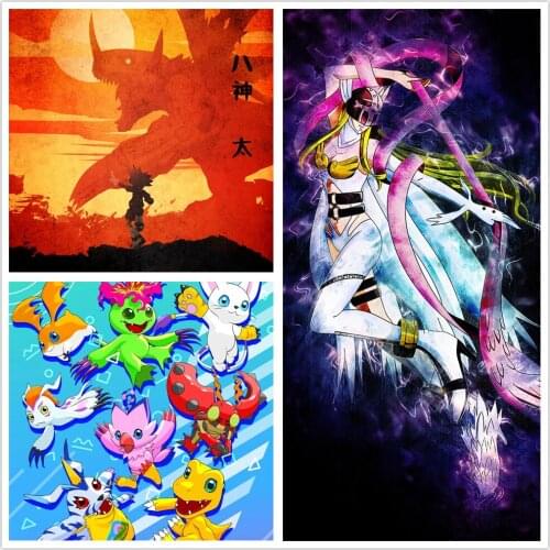 Digimon figure stickers Home Decor painting anime poster home decor hd wall painting bedroom poster Study Bedroom Bar Cafe Wall