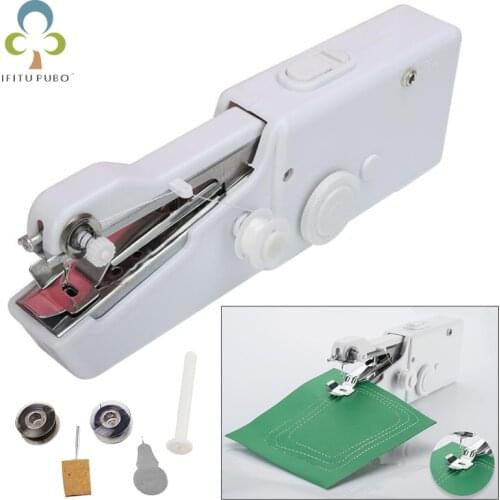 Portable Mini Hand Sewing Machine Quick Handy Sew Needlework Clothes Fabrics Household Electric Sewing Machine GYH