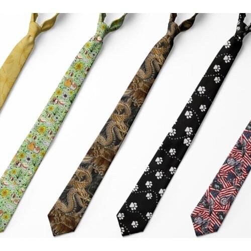 Classic 8cm Mens Ties New Man Fashion Gravata Harajuku Printing Polyester Slim Neckties Tie For Men Wedding Party Neck Ties