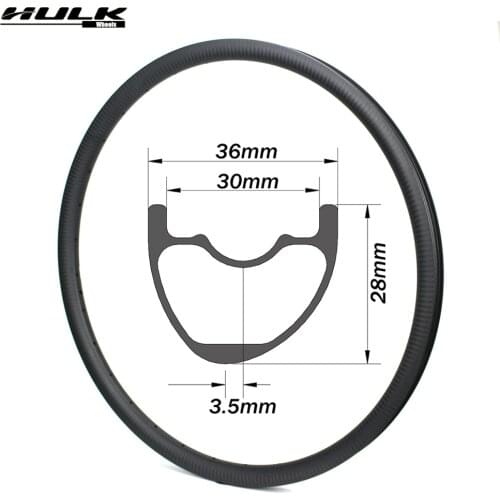 HULKWHEELS Mtb Carbon Rim 29er 36mm Width 28mm Depth XC AM Hookless Asymmetric Rims High Quality Carbon Fiber Bicycle Wheels
