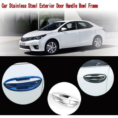 Karcng 8X Car Stainless Steel Exterior Door Handle Bowl Frame Sticker For Toyota Corolla S LE Levin Hybrid 2014-2018 Accessories