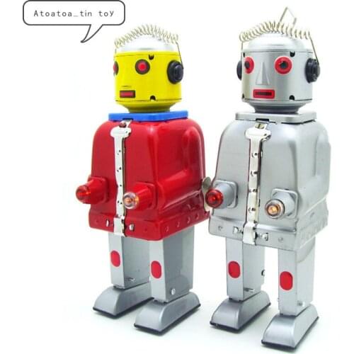 Classic Tin Wind Up Clockwork Toys mechanical Mr. Robot Wind-up Tin Toy For Children Adults Educational Collection Gifts