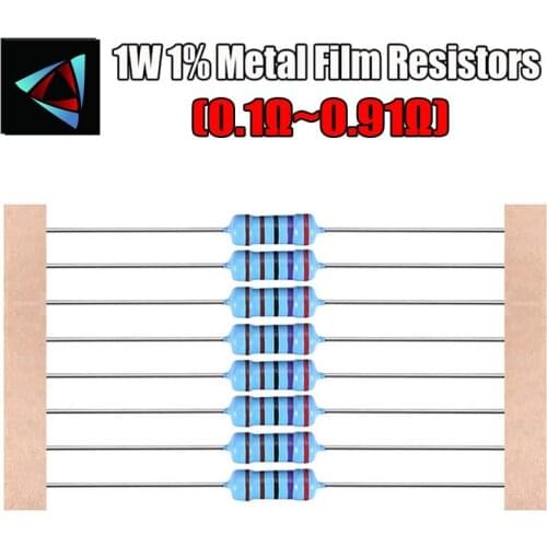 20pcs 1W 1% Metal film resistor 0.1 0.12 0.15 0.18 0.2 0.22 0.24 0.27 0.3 0.33 0.39 0.47 0.5 0.56 0.62 0.68 0.75 0.82 0.91 ohm