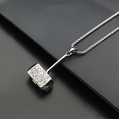 Fashion Thor Hammer Pendant Necklace The Dark World Stainless Steel Necklace for Men Women Mjolnirs Norse Mythology Jewelry