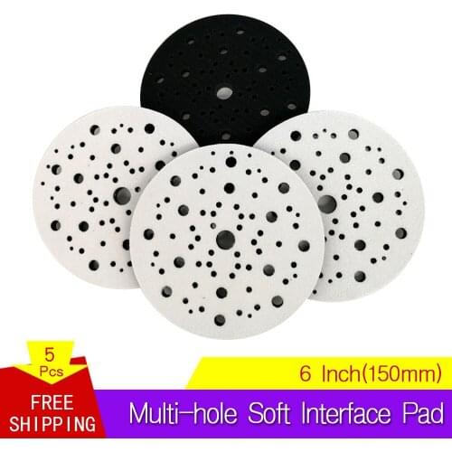 Soft Interface Pad 6" 150mm Multi-Hole Hook and Loop Sponge Buffering Pad Damping & Protection Sanding Pad