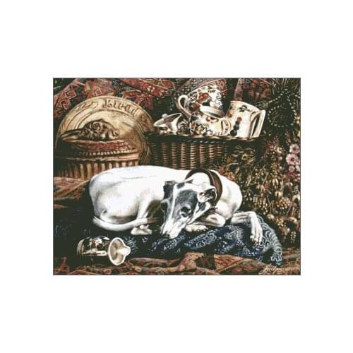 Puppy on Pillow Animal Cute dog Sewing Top Quality Embroidery Needlework 14CT Unprinted Art Cross Stitch Kits DIY Handmade Decor