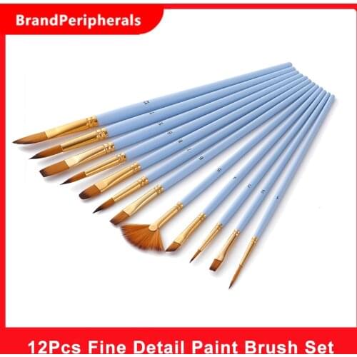 12Pcs Fine Detail Paint Brush Set Double Color Taklon Hair Paintbrushes for Acrylic Oil Watercolor Painting Artist Drawing Kits