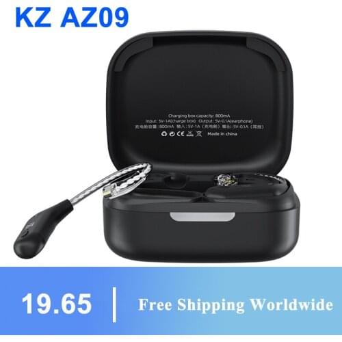 KZ AZ09 Wired Earphones Upgrade Cable 5.2 Bluetooth Headphones HIFI Wireless Ear Hook With Charging Case For KZ C Pin Headset