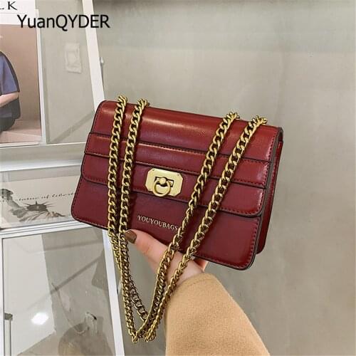 Luxury Metal Lock Women Shoulder Bags 2021 Fashion Design Chains Crossbody Bag High Quality Leather Female Hand Bag and Purse