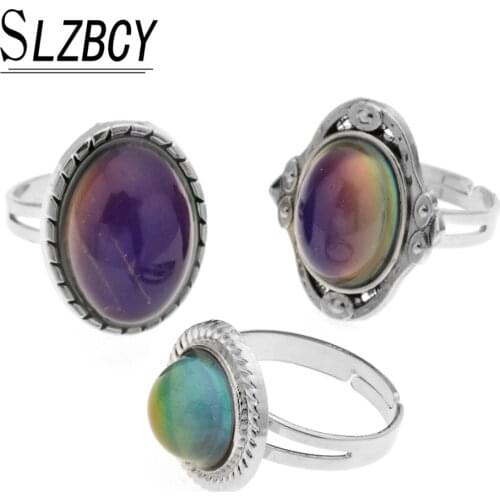 SLZBCY 3pcs/set Women Mood Rings Temperature Change Colorful Color Emotion Feeling for Unisex Party Adjustable Ring Jewelry