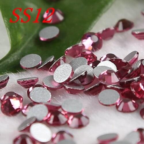 Fuchsia colour 1440pcs /lot ss12 Nail Art Tips Crystal Glitter Rhinestone 3D Nail Art Decoration rhinestones