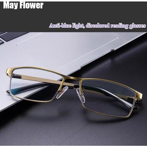 High-Grade Reading Gasses Metal Frame Resin Lens Wear Resistant Elderly Men Women Dual-Use Anti-Blue Light Reading Glasses