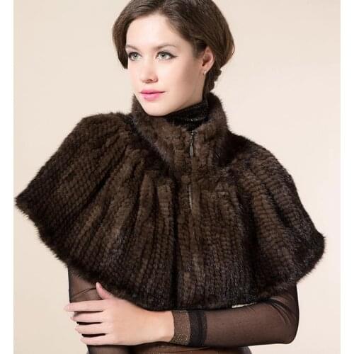 ZDFURS * 100% Genuine Mink Fur Shawl mink fur Poncho Women Knitted Mink Fur Cape Winter Outwear Overcoat Jackets