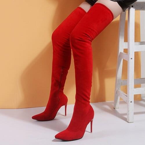 Womens Shoes Woman Plus Large Big Size 35-43 Over The Knee Boots Thin High Heel Sexy Party Boots Elastic Botas De Mujer 2021