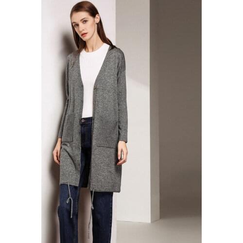 2019 Autumn New Pattern Suit-dress Easy Thin Sweater Loose Coat Covered Long Sleeve Knitting Unlined Upper Garment Cardigan