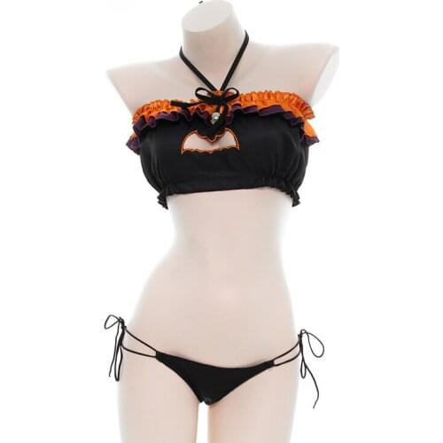 1set Creative Hollow Out Halloween Sleepwear Suit Nightwear Underwear Tops Shorts Suit Cosplay Costume for Women Girl Gift