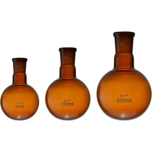 1pcs Brown round bottom flask, high borosilicate glass reaction flask with 14# 19# 24# grinding mouth Joint 50ml to 1000ml