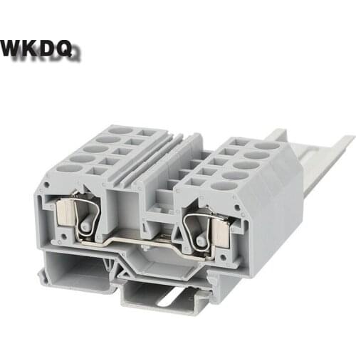 10pcs 284-901 Wire Conductor Din Rail Terminal Block 2 Conductors Feed Through Spring Cage Push In Connection Connector