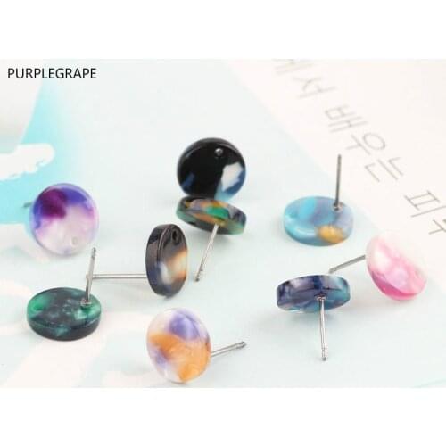 DIY Jewelry Accessories Japan and South Korea Fashion Acetic Acid Single Hole Stud Earrings Handmade Materials Pendant 10pcs
